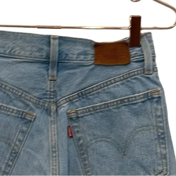 Levi’s 501 denim Buttonfly denim shorts. High-rise, intentionally, distressed.
