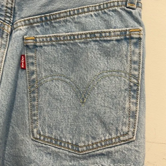 Levi’s 501 denim Buttonfly denim shorts. High-rise, intentionally, distressed.