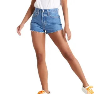 LEVI'S High-Rise Ribcage Shorts Cut-Off Denim Shorts Women 32 (Waist 33) nwt