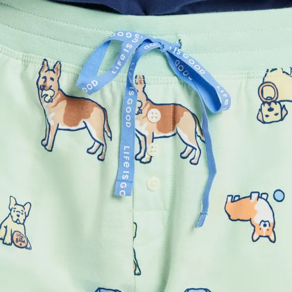 Life is Good Women's Vintage Dog Pattern Snuggle Up Sleep Jogger