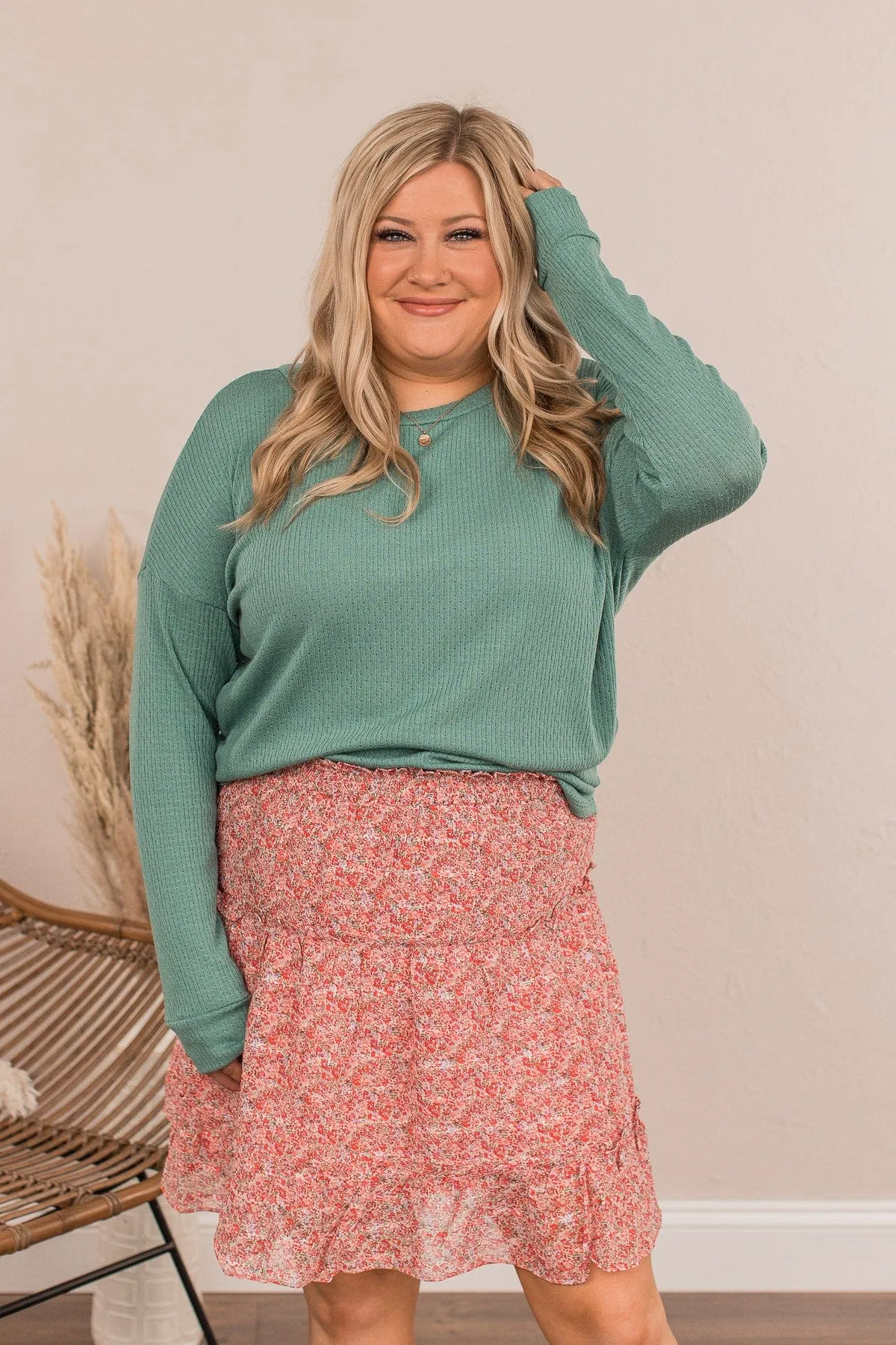 Light The Spark Long Sleeve Top- Green
