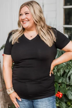 Light The Way V-Neck Top- Black