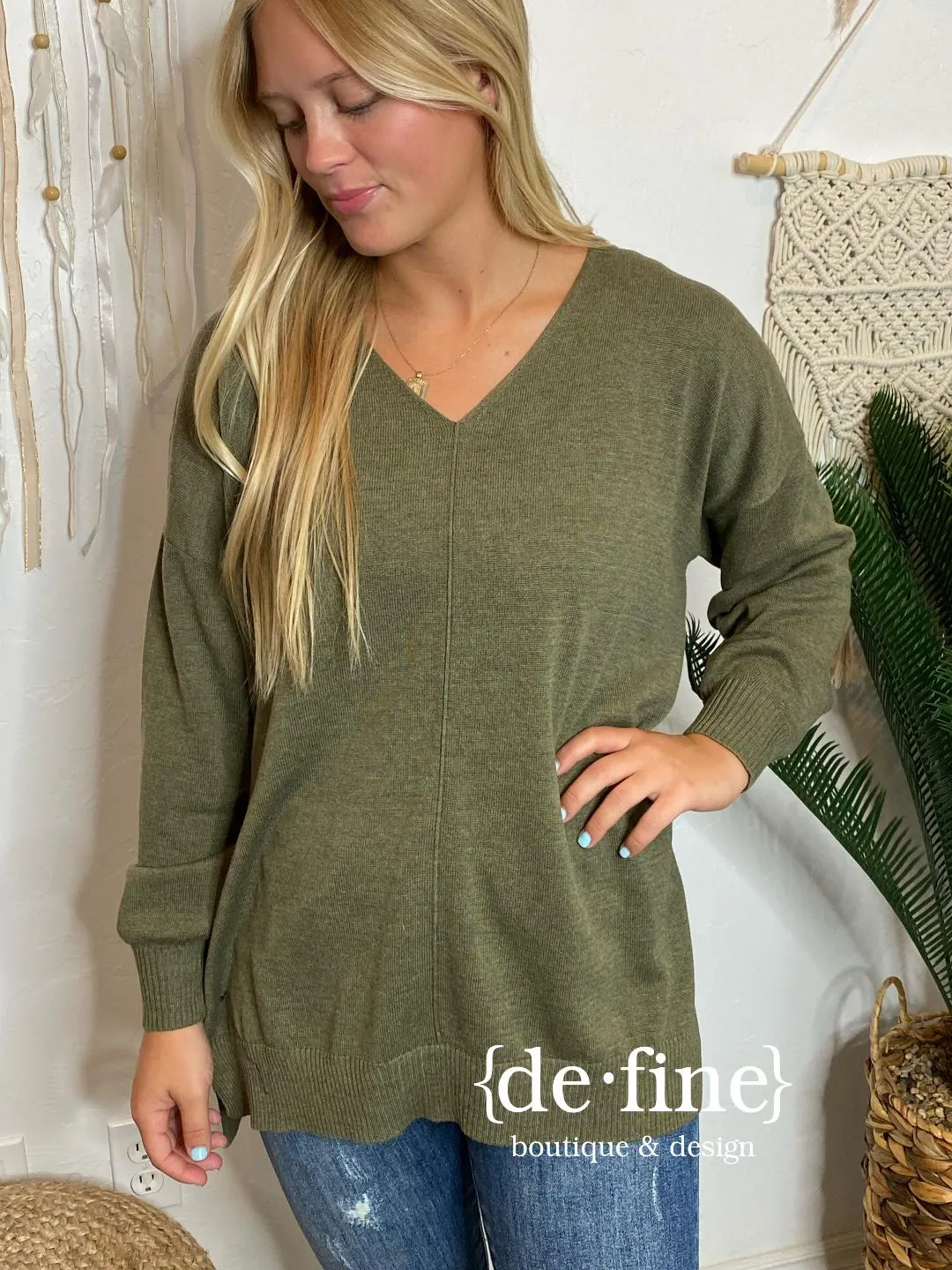 Lightweight V Neck Sweater in Curvy - 3 Colors
