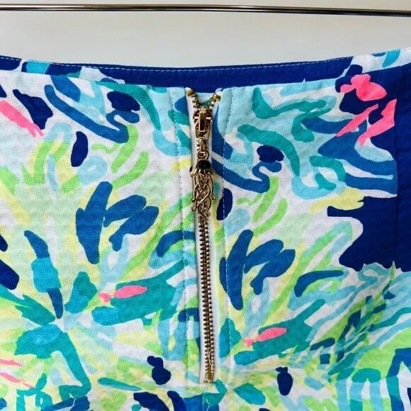 Lilly Pulitzer Mari gold skort in blue coral prints Size 00 L38