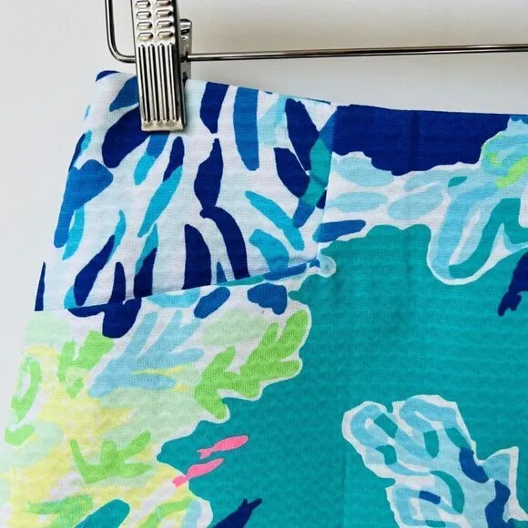 Lilly Pulitzer Mari gold skort in blue coral prints Size 00 L38