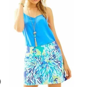 Lilly Pulitzer Mari gold skort in blue coral prints Size 00 L38