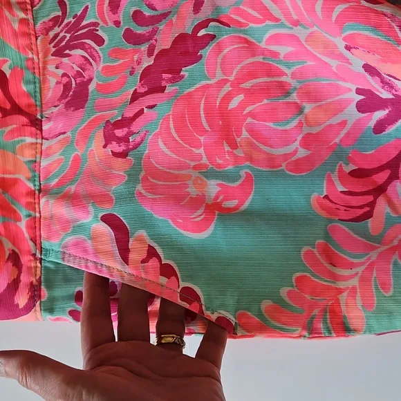 Lilly Pulitzer SZ12 Buttercup Shorts Lovebirds Pockets Pink/ Teal
