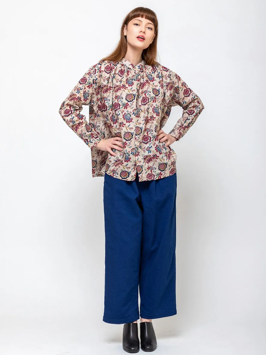 Linen Floral Shirt - Natural