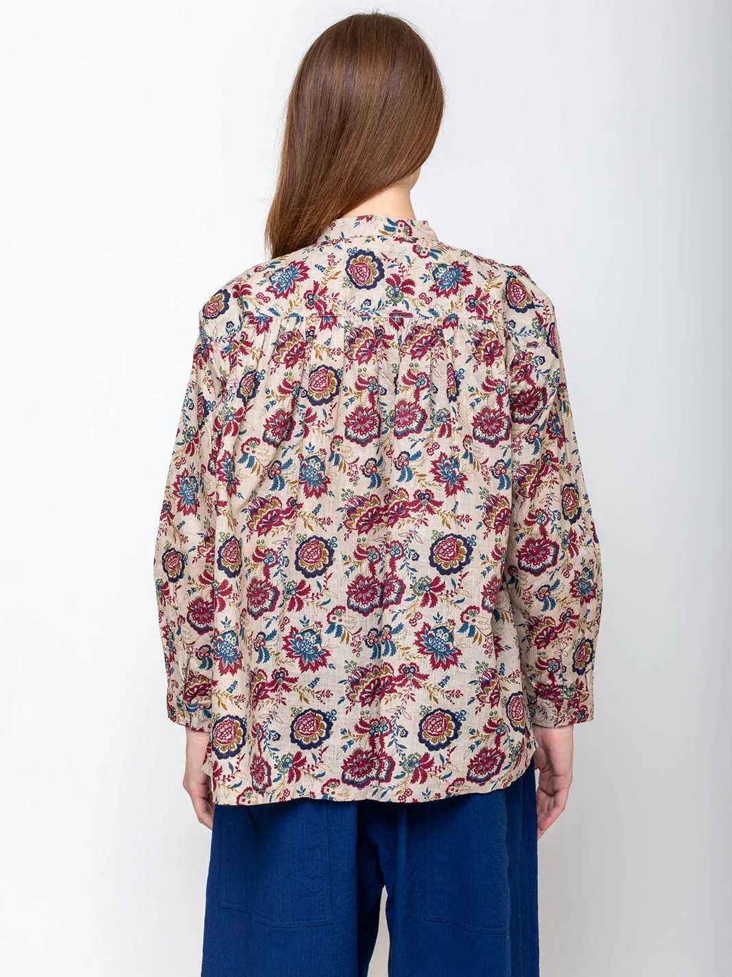 Linen Floral Shirt - Natural