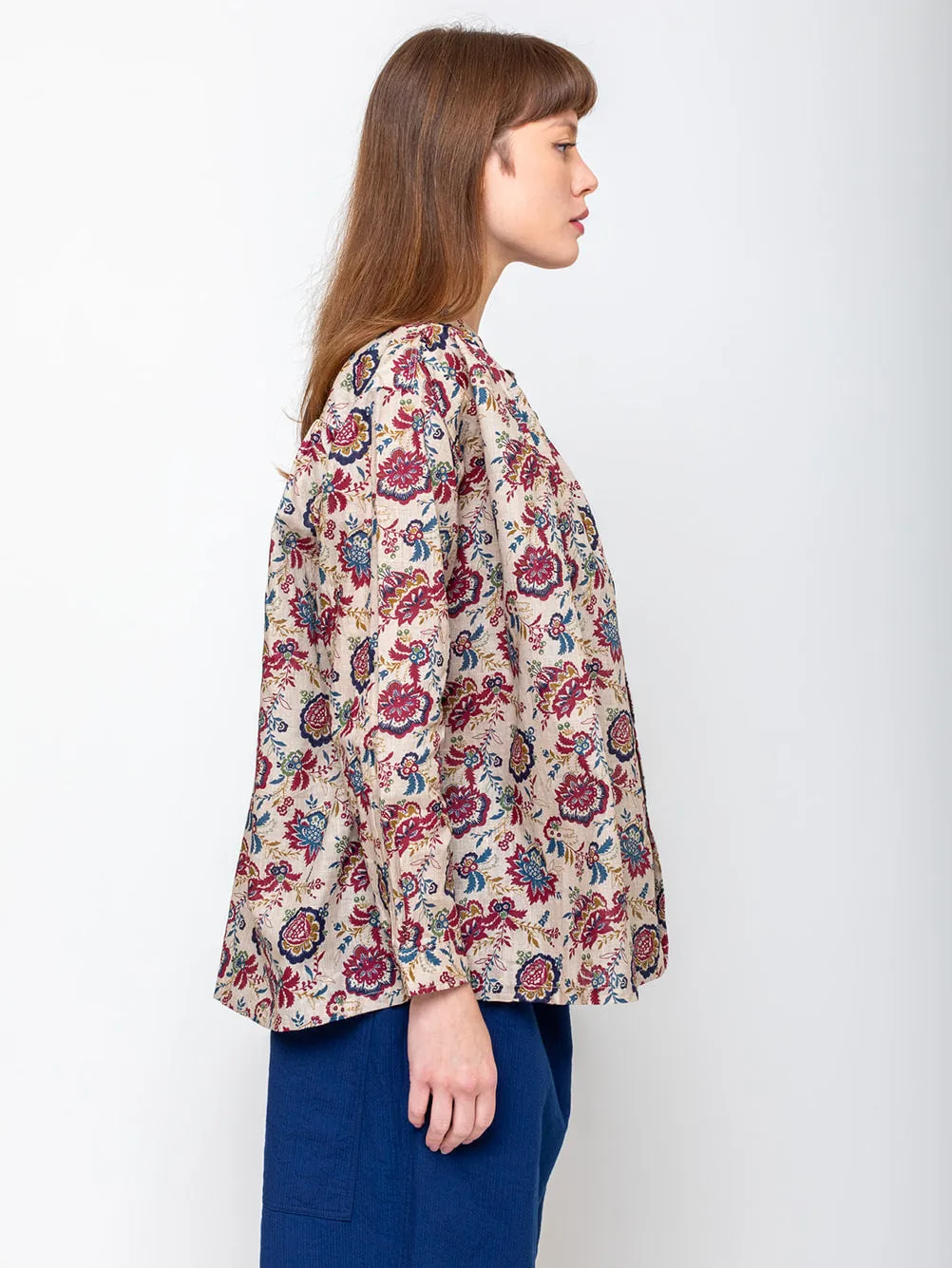 Linen Floral Shirt - Natural