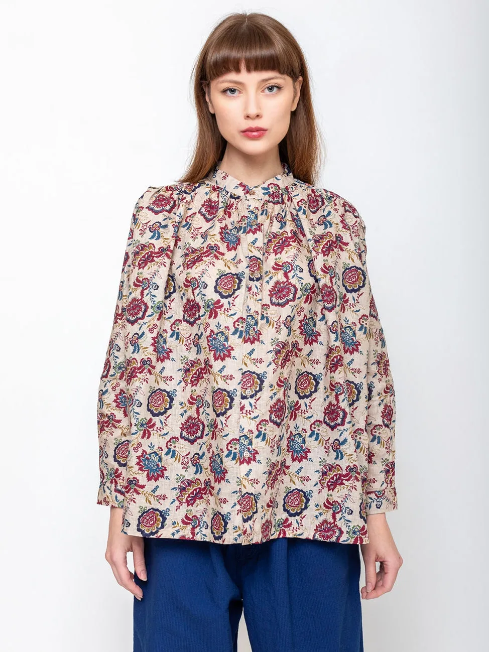 Linen Floral Shirt - Natural