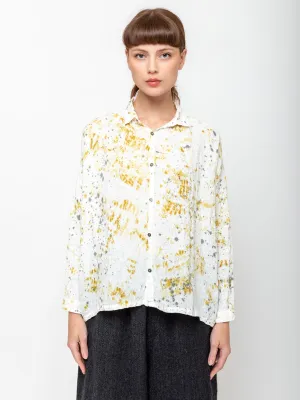 Linen Hand Dyed Shirt - Sumi Marble