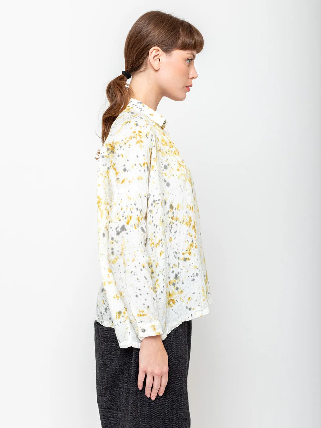 Linen Hand Dyed Shirt - Sumi Marble