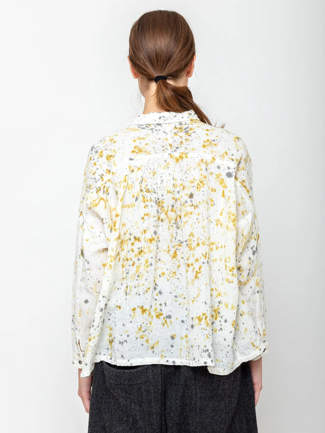 Linen Hand Dyed Shirt - Sumi Marble