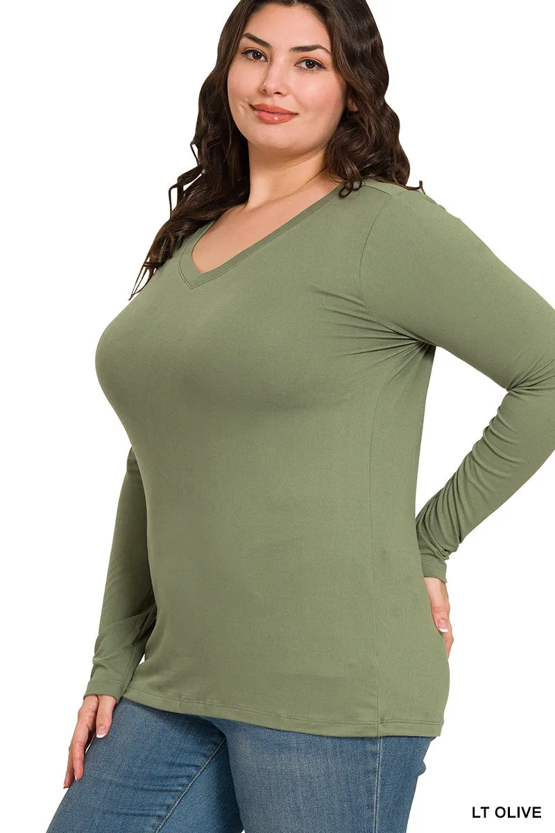 Long Sleeve V-Neck Tee Plus