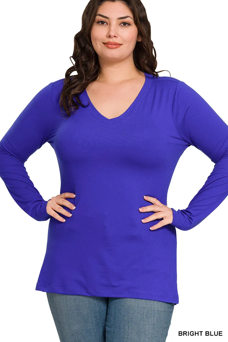 Long Sleeve V-Neck Tee Plus
