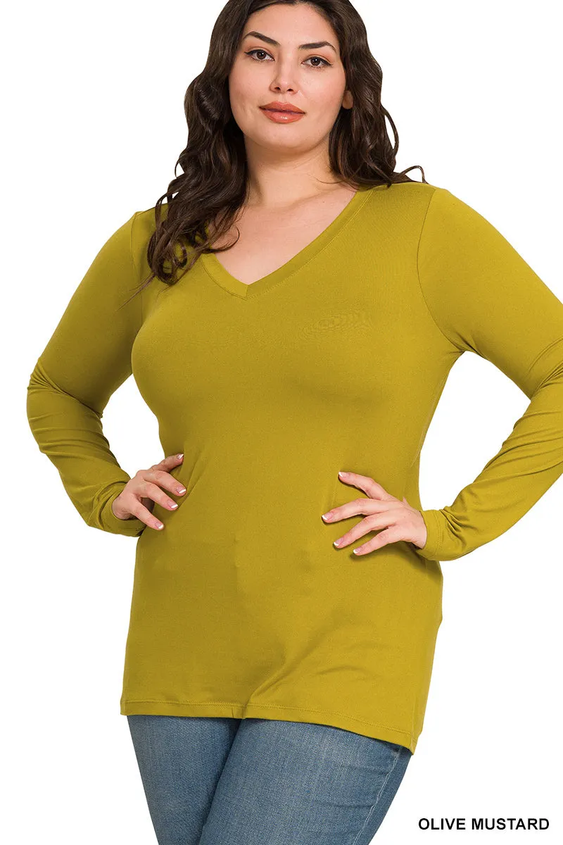 Long Sleeve V-Neck Tee Plus