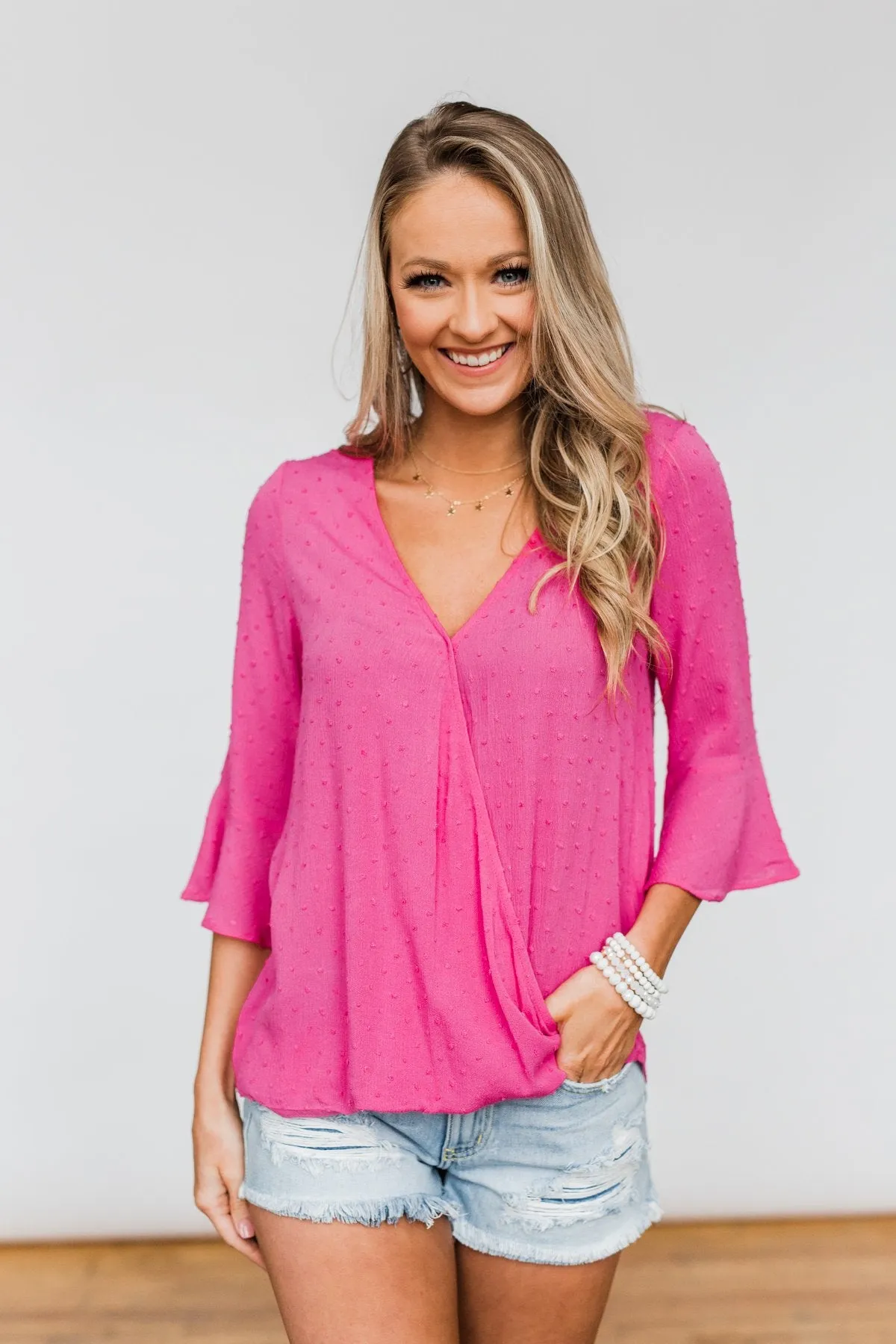 Lots Of Laughs V-Neck Wrap Top- Hot Pink