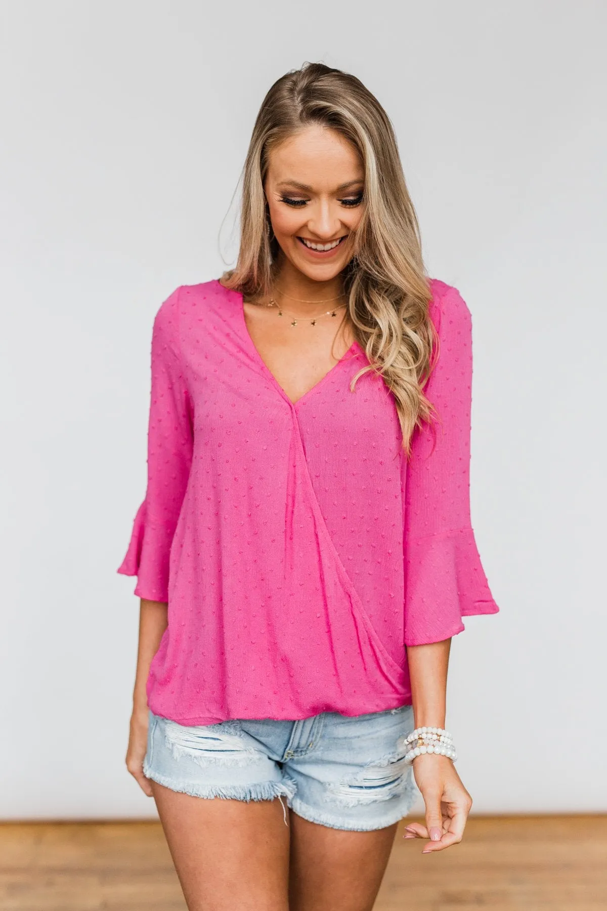 Lots Of Laughs V-Neck Wrap Top- Hot Pink