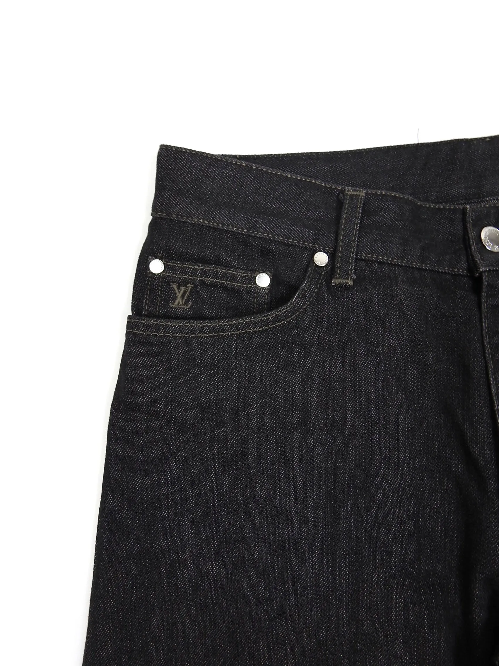 Louis Vuitton Black Denim Shorts Size 30