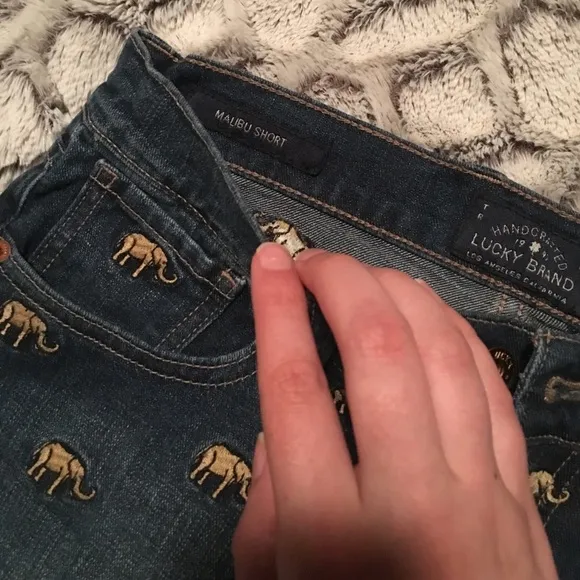 Lucky Malibu Elephant Embroidered Shorts