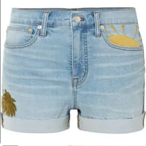 Madewell High Rise Embroidered Denim Shorts- Size 32