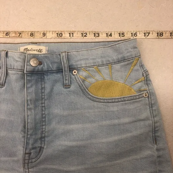 Madewell High Rise Embroidered Denim Shorts- Size 32