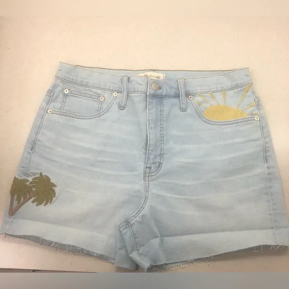 Madewell High Rise Embroidered Denim Shorts- Size 32