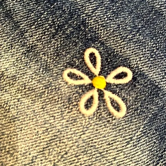 MADEWELL Size 28 The Perfect Jean Shorts: Daisy Embroidered Cut-Off Denim EUC