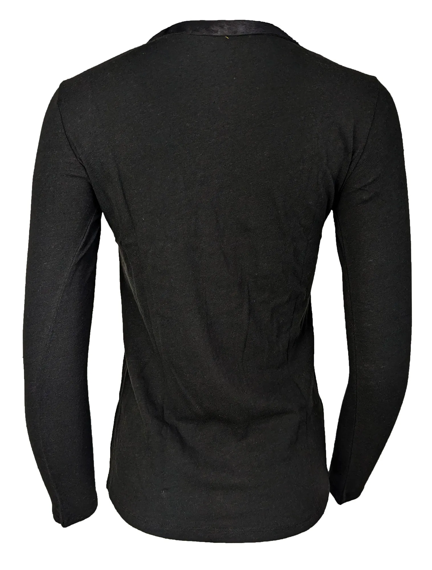 Majestic Filatures Women's Black Fur V-Neck Long Sleeve Tee Size XS NWT