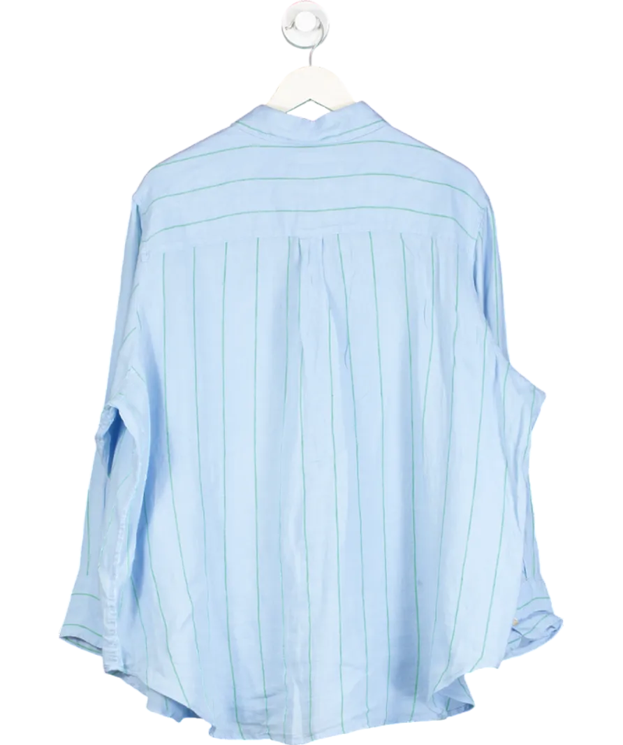 M&S Blue Striped Pure Linen Shirt UK 20