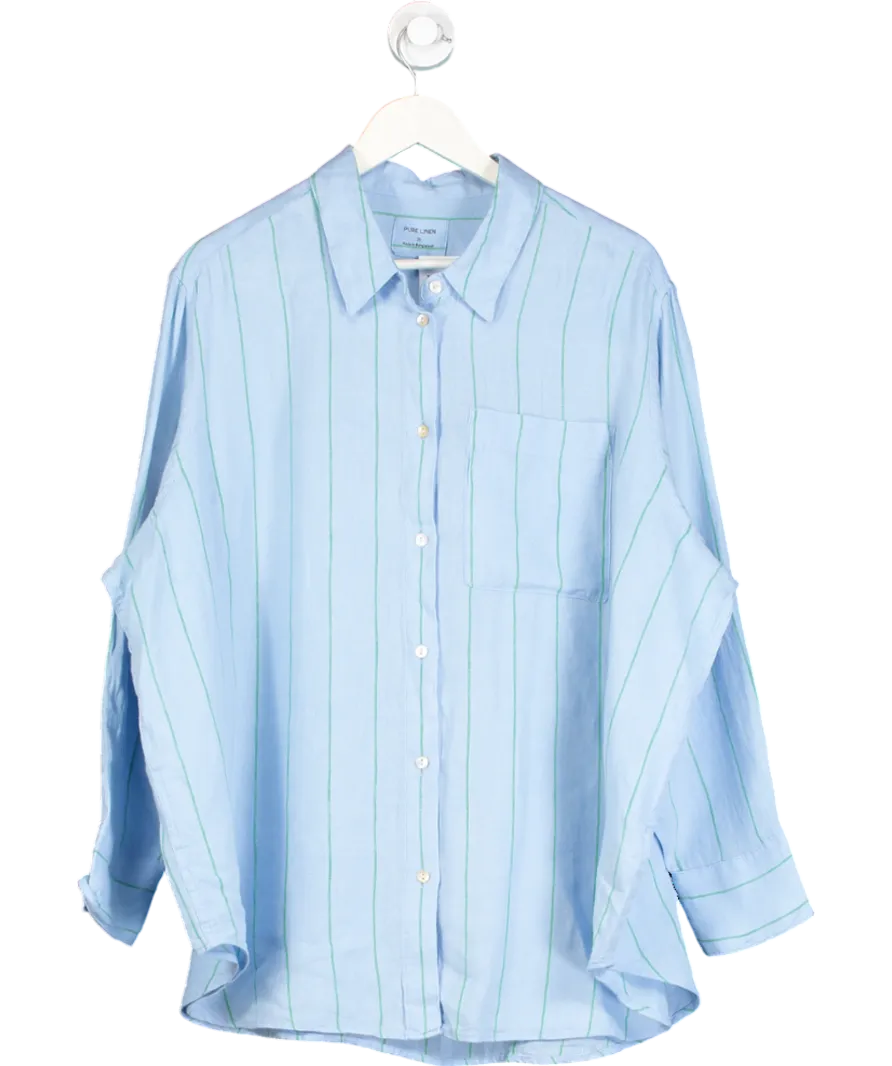 M&S Blue Striped Pure Linen Shirt UK 20