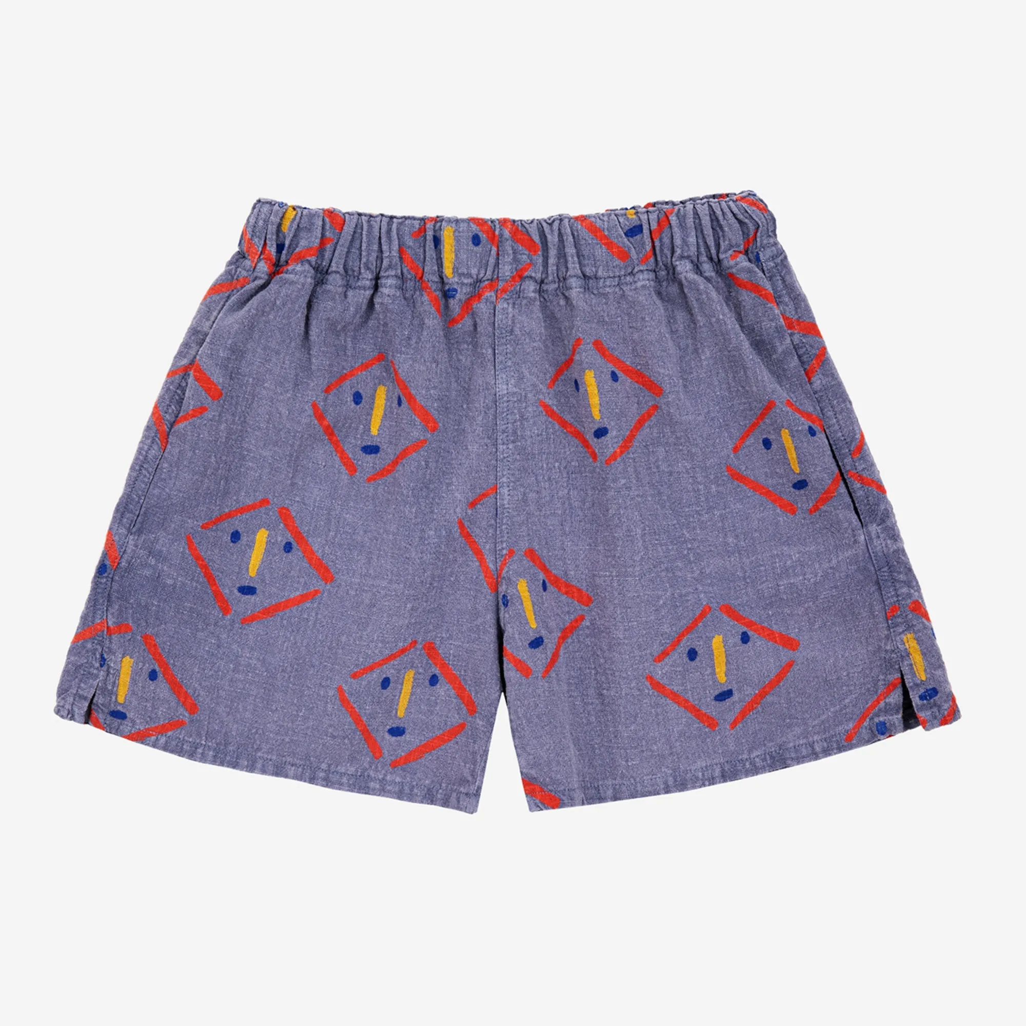 Masks All Over Woven Shorts by Bobo Choses