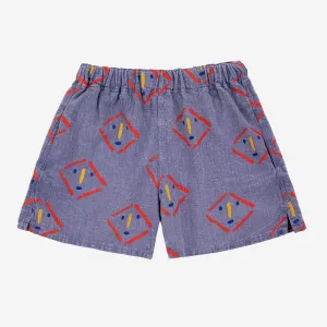 Masks All Over Woven Shorts by Bobo Choses