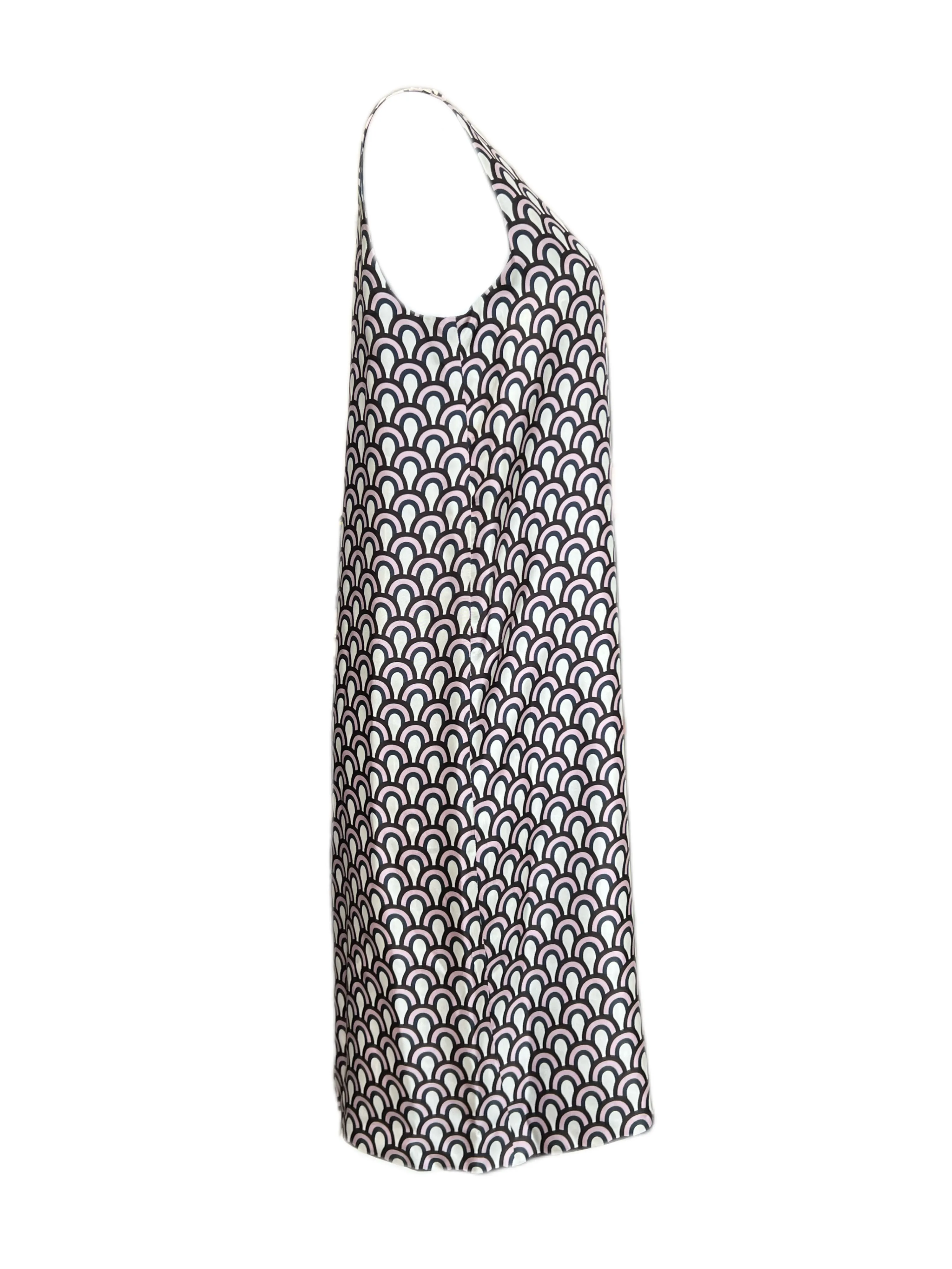Max Mara Women's Pink Venaco Sleeveless Printed Silk Shift Dress Size 12 NWT