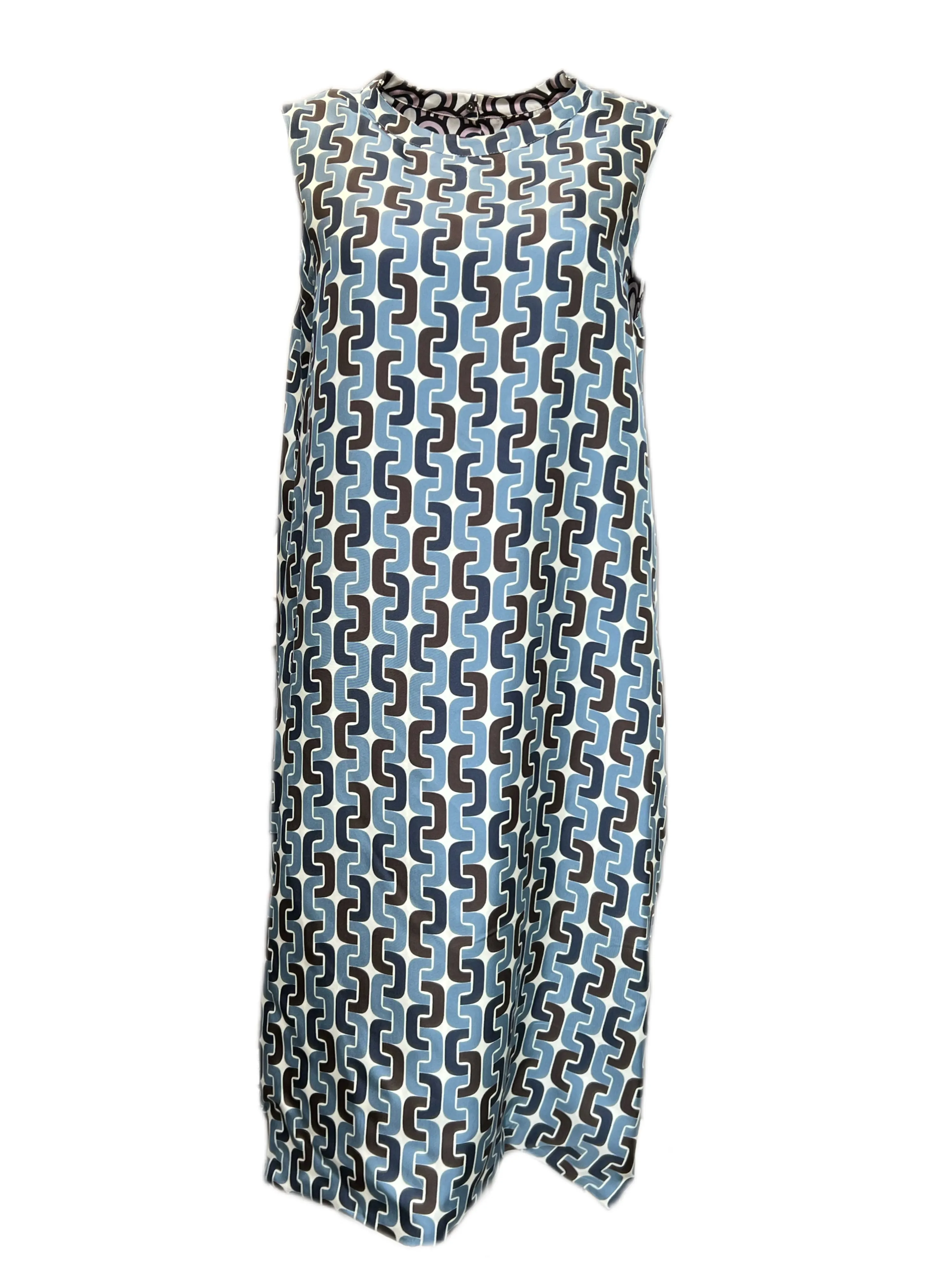Max Mara Women's Pink Venaco Sleeveless Printed Silk Shift Dress Size 12 NWT