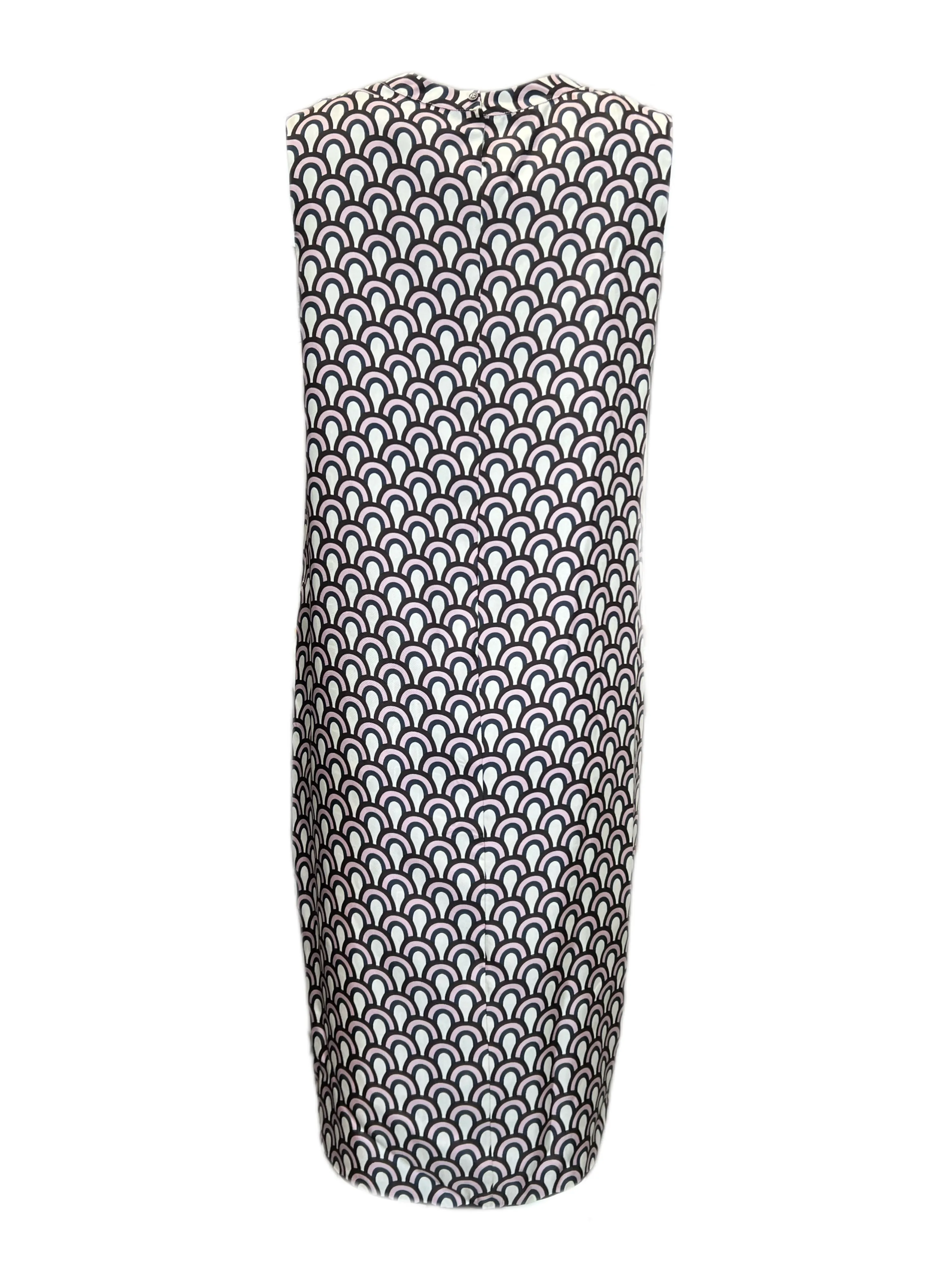Max Mara Women's Pink Venaco Sleeveless Printed Silk Shift Dress Size 12 NWT