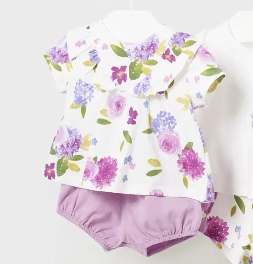 Mayoral Baby Girls Shorts Set 1610 Floral Top Mauve