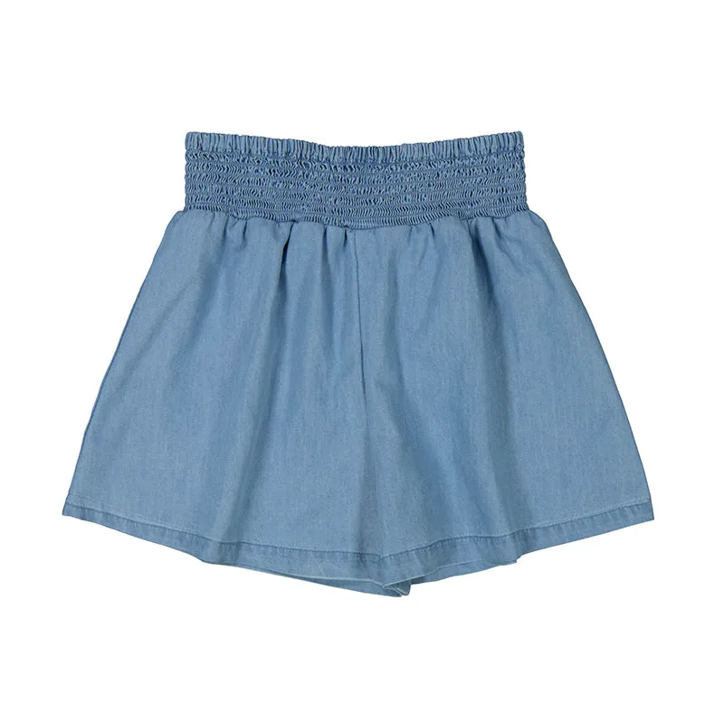 Mayoral Youth Girls Flowy Denim Shorts - Light Wash