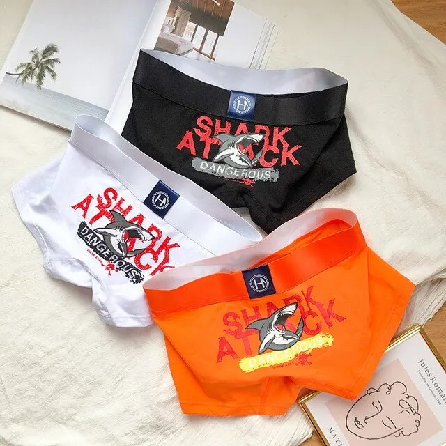 Men's Cotton Underwear Boxer Shorts: Shark Attack (3 pieces)