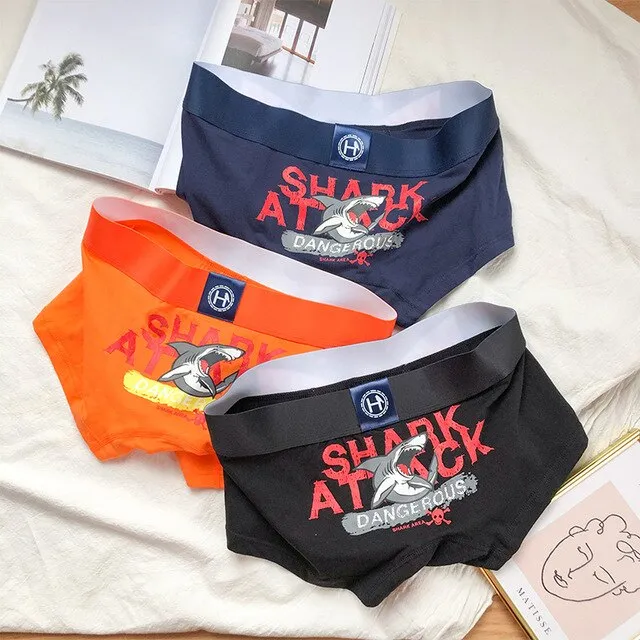 Men's Cotton Underwear Boxer Shorts: Shark Attack (3 pieces)