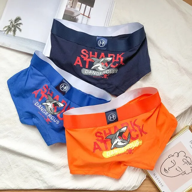 Men's Cotton Underwear Boxer Shorts: Shark Attack (3 pieces)