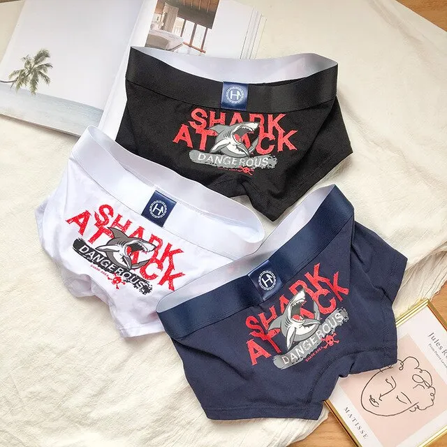 Men's Cotton Underwear Boxer Shorts: Shark Attack (3 pieces)