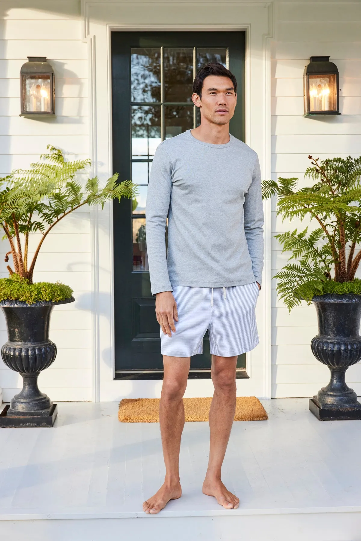 Men's Pima Sleep Shorts in Anchor Blue Bar Stripe