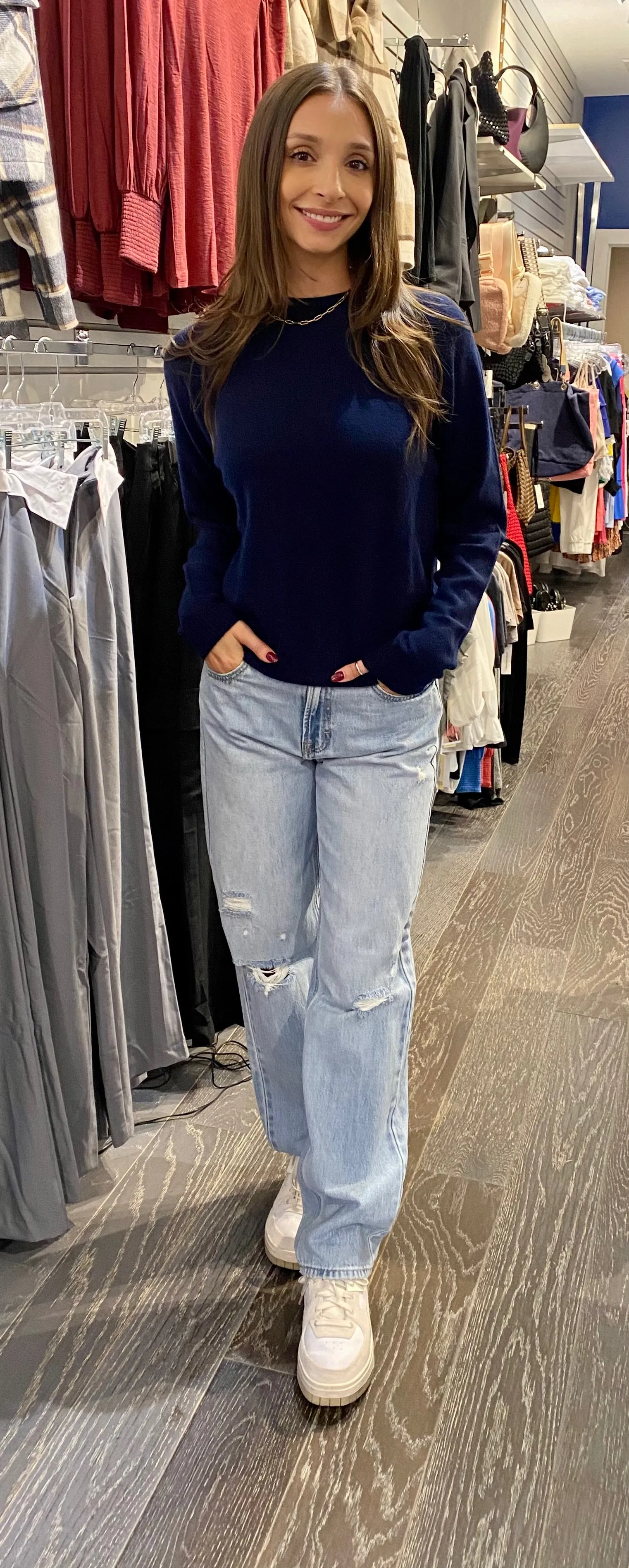 Minnie Rose Cashmere Shrunken Crew Sweater