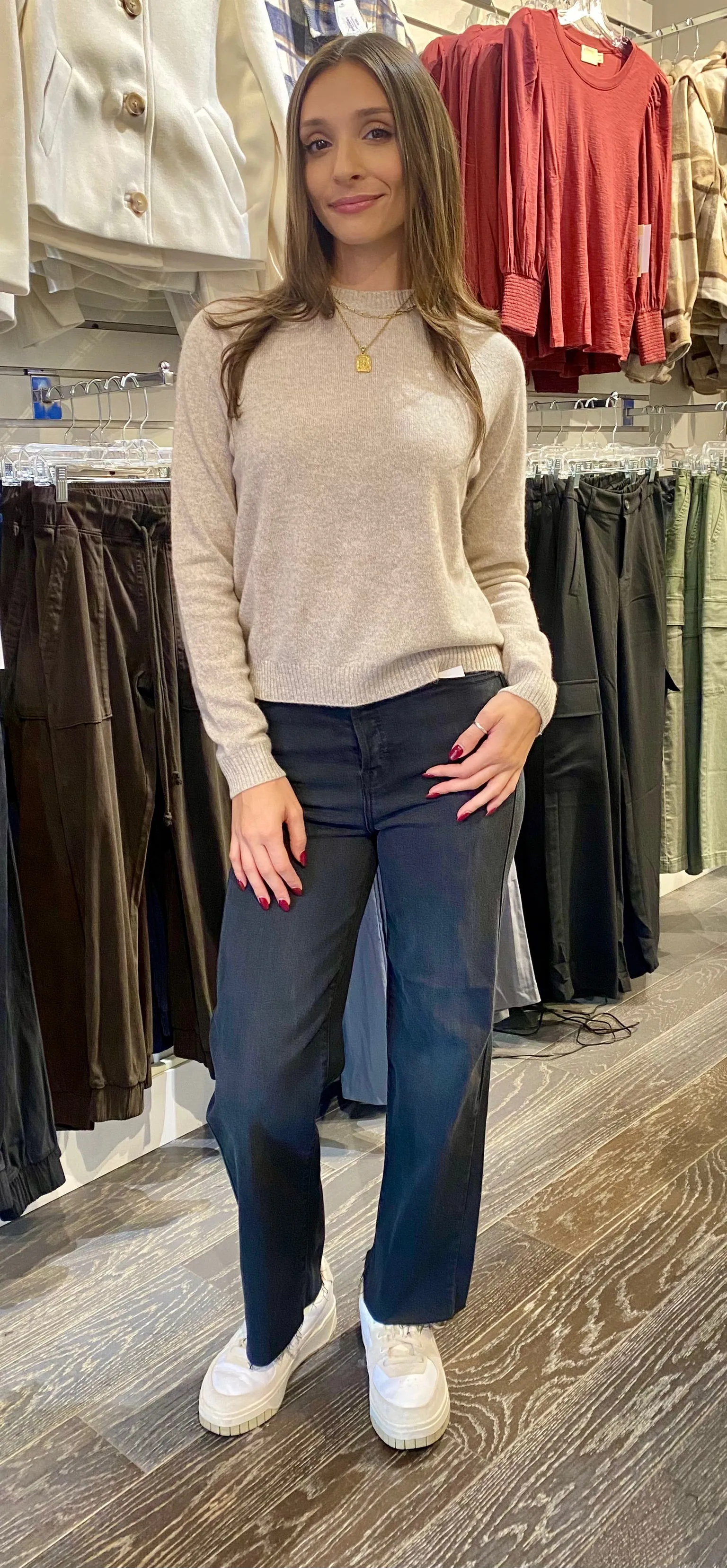 Minnie Rose Cashmere Shrunken Crew Sweater