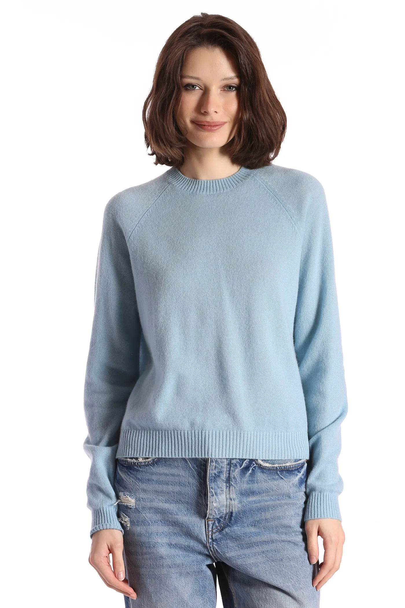 Minnie Rose Cashmere Shrunken Crew Sweater