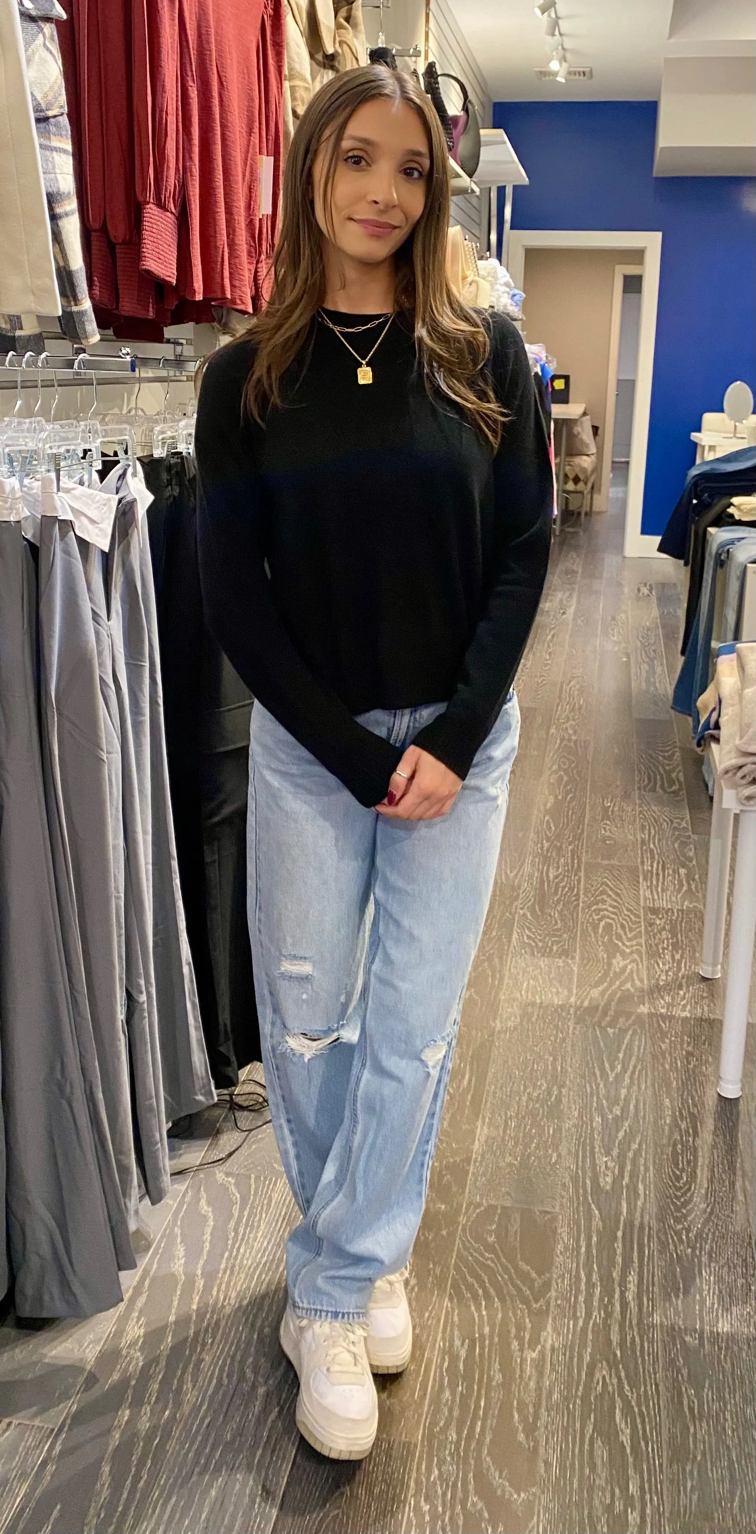 Minnie Rose Cashmere Shrunken Crew Sweater