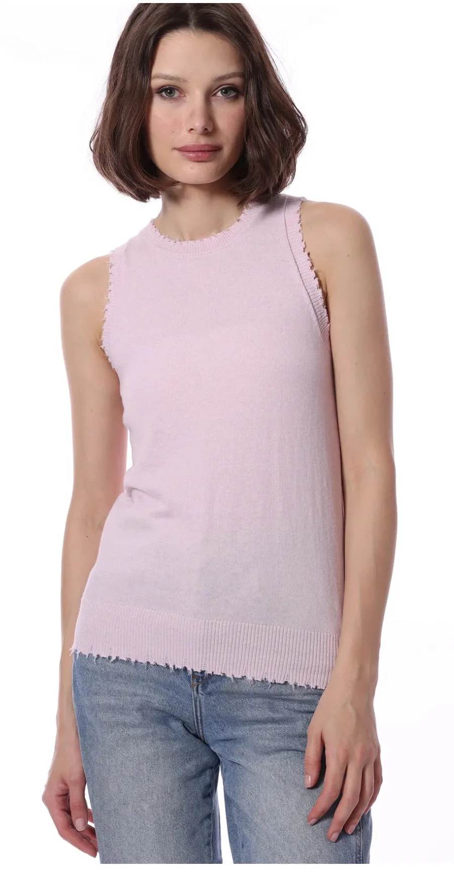 Minnie Rose Cotton Frayed Tank