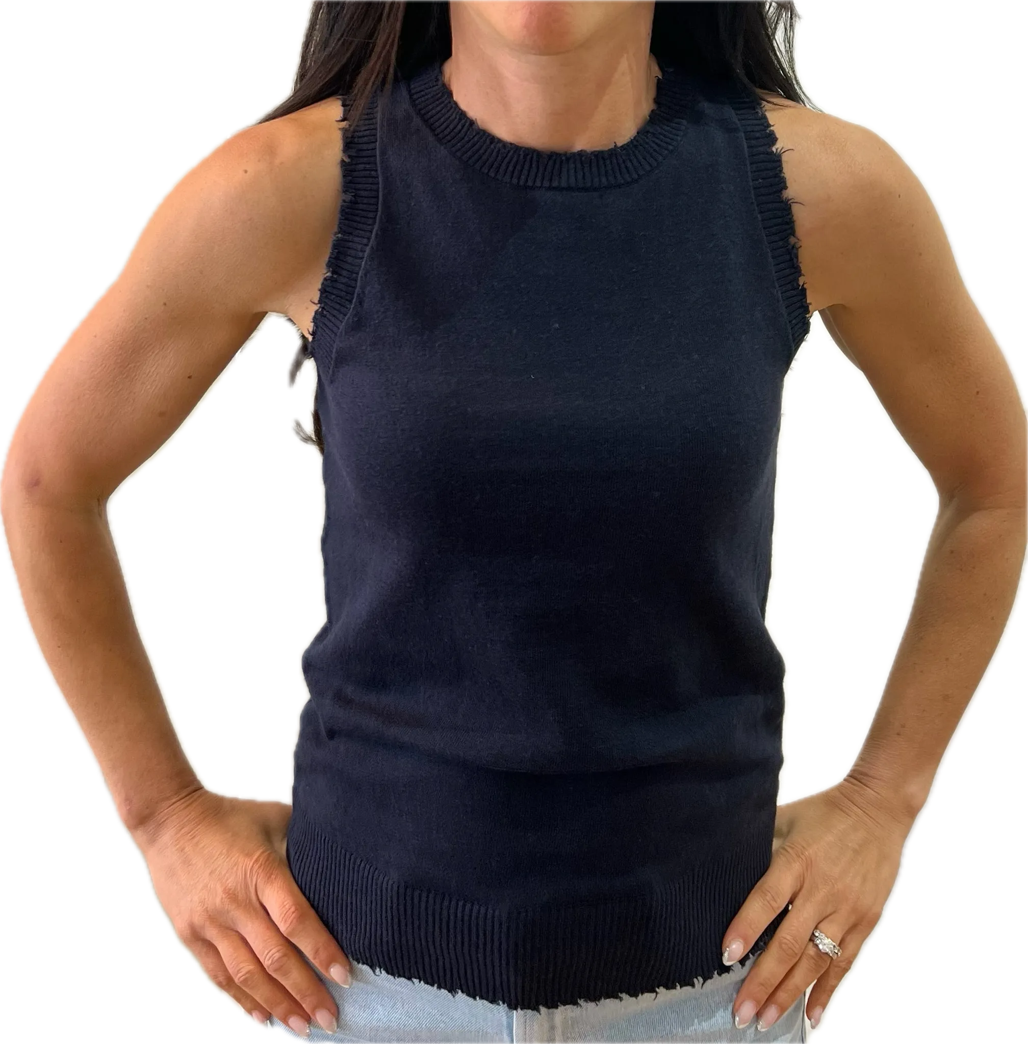 Minnie Rose Cotton Frayed Tank